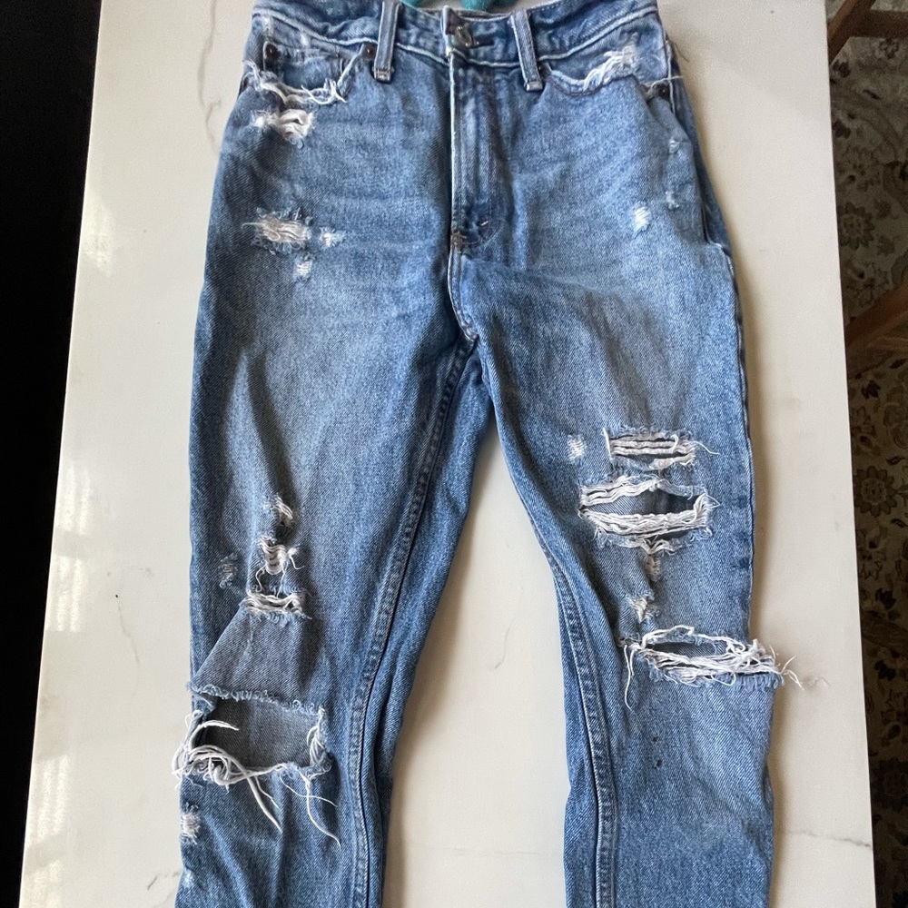 Abercrombie & Fitch High Waisted Distressed Jeans